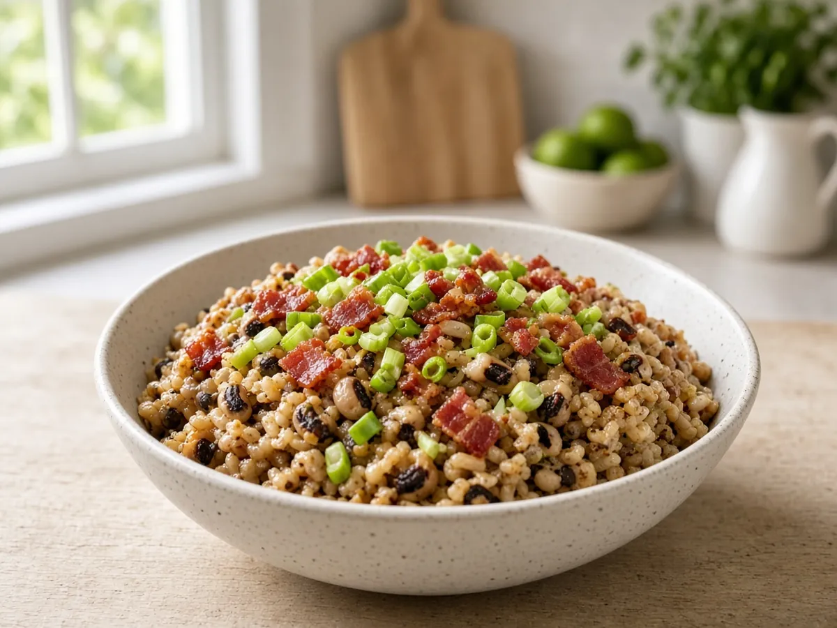 Hoppin' John: Smoky Southern black-eyed peas with rice, eaten on New Year's Day for luck.