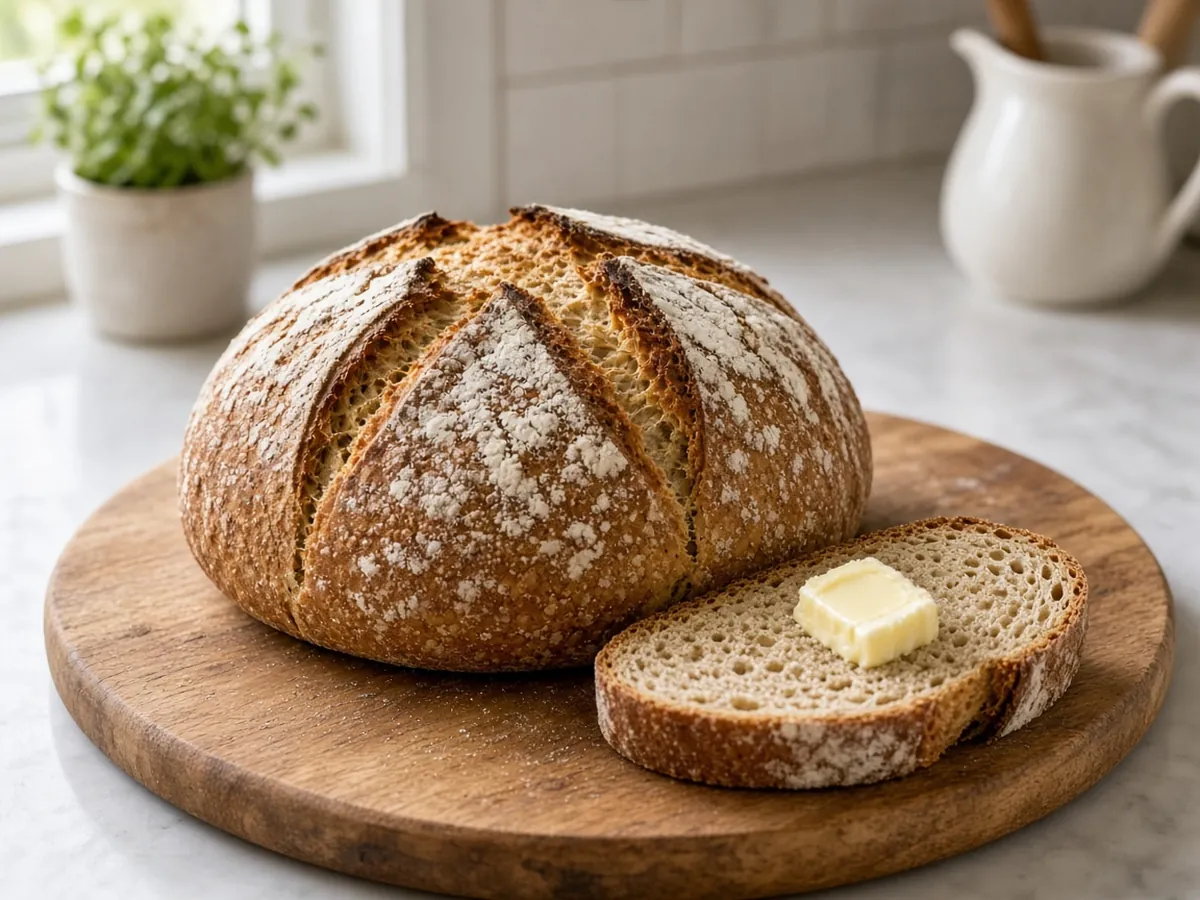 Irish Soda Bread: A rustic, crusty loaf leavened with baking soda and buttermilk, ready in under an hour.