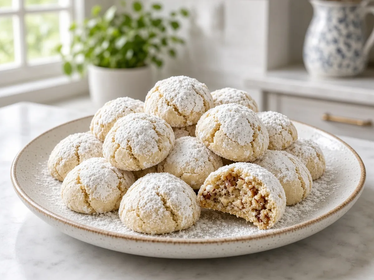 Mexican Wedding Cookies (Polvorones): Buttery, nutty little cookie balls rolled in powdered sugar that melt on your tongue.