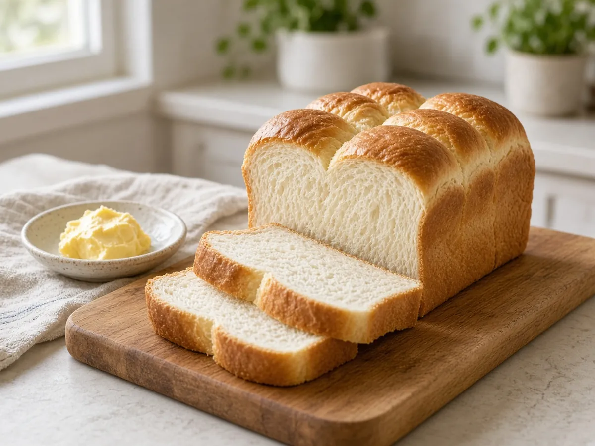 Japanese Milk Bread (Shokupan): An ultra-soft, fluffy, slightly sweet loaf made with a cooked flour-and-milk paste (tangzhong).