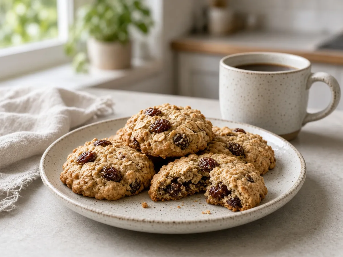 Oatmeal Raisin Cookies: Chewy, cinnamon-scented oatmeal cookies with plump raisins.