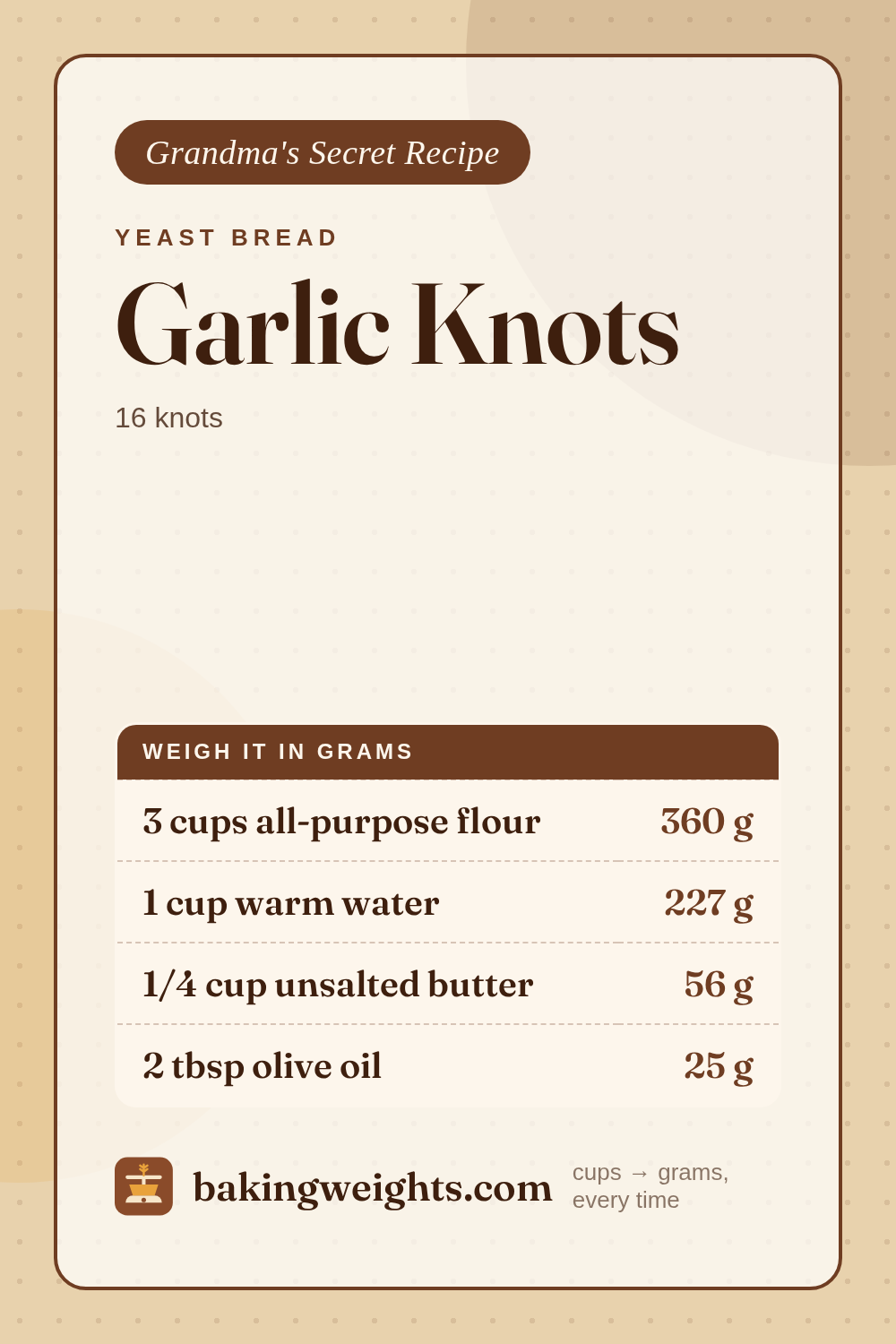 Garlic Knots Recipe (Grams & Cups) | Baking Weights