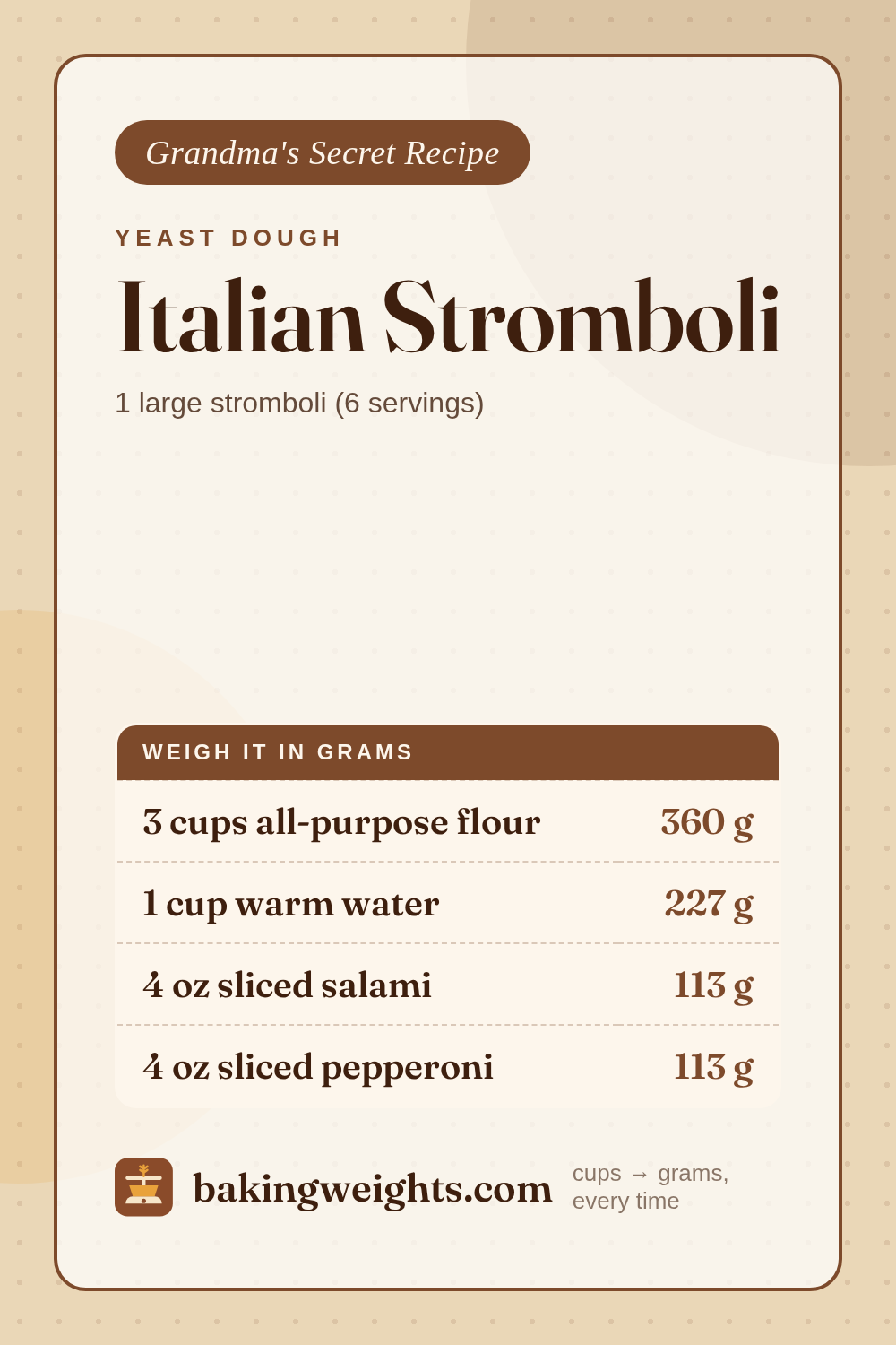 Italian Stromboli Recipe (Grams & Cups) | Baking Weights
